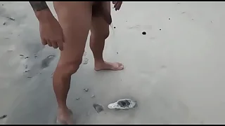 mature man dedicating his golden shower ON THE Uncovered BEACH